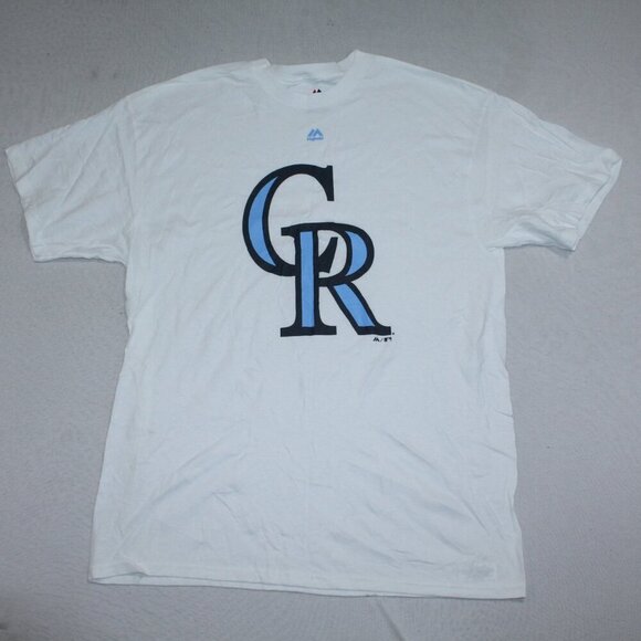 Majestic White Men Colorado Rockies Tee with Blue and Black Size XL - Picture 1 of 9
